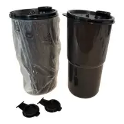 2 Tupperware Mega Tumbler Bottle Cup 30 Oz ThirstQuake Flip Top Black Pair