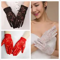 在飛比找蝦皮購物優惠-白色手套 花紋手套 薄手套 紅色手套 舞蹈表演手套 新娘手套