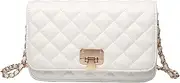 [HAKSIM] Women Leather Shoulder Bag Fashion Clutch Handbag Quilted Designer Crossbody Bag with Chain Strap