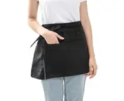 Short Half Apron Creative Fashion Soft Pub Apron with Front Pocket for Kitchen-Black