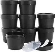 LONGWAY 3.4oz/100ml Empty Leakproof Cosmetic Pot Jars，Wide-Mouth Plastic Mask Container with Dome Lids for Beauty Products, DIY Slime Making or Travel Storage MakeUp（Black）
