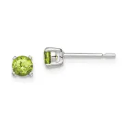 Sterling Silver Polished 4mm Round Light Green Cz Stud Earrings