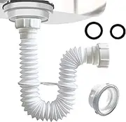 VIVIDA 1-1/2" Sink Drain Pipe Kit, Flexible Drain Pipe P Trap, 7.5"-17.7" Flexible P Trap, Under Sink Plumbing for Bathroom & Kitchen, 1-1/4" Adapter Included, 1 PACK