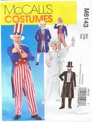 Lincoln Washington Statue of Liberty Uncle Sam Costume Sewing Pattern 32 1/2 34