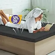 Memory Foam Mattress Topper Double Bed with Back Support Relief Back Pain - Mattress Topper for Sofa Bed/Caravan/Hard Mattress/Old Mattress - Generous Thickness/Washable Zipped Cover/Black - 135x190cm