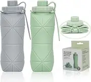 WVacFre Collapsible Water Bottles,BPA-Free Leak-Proof Silicone Foldable Water Bottle Cup 20oz,Portable Durable Lightweight Bottle for Gym Travel Camping Hiking Running Sport
