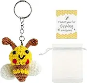 Bee Keychains Set - Thank You Card Crochet Keychains Set | Decorative Festive Keyrings, Holiday Supplies for Employee Nurses Colleagues