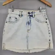 New One Teaspoon 2020 Mini Denim Skirt Womens 24 Classic Light Blue High Waist