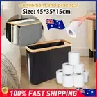 Box Toilet Tissue Storage Basket Bamboo With Lid Stylish Bathroom Organiser Home