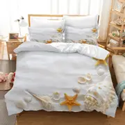 3D White Beach Conch Starfish Shell Quilt Cover Set Bedding Set Pillowcases 125