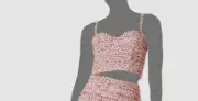 $295 Alice + Olivia Women's Pink Cristi Chain-Strap Tweed Crop Top Size 6