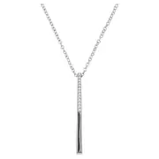 14k White Gold Round Diamond Vertical Bar Pendant 1/20 Cttw