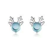Sterling Silver Glass Stone Deer Stud Hypoallergenic Earrings