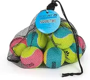 SPORTSPET Squeak Tennis Balls for Dogs - Bright Pink, Blue for Medium and Large Dog Breeds - Fits Most Ball Throwers (12 Pack)