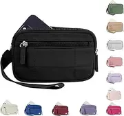 [Generic] Convely Wristlet Wallets, Nylon Quilted Wallet, Convely Wallet Wristlet for Womens with 3 Zipper Purse