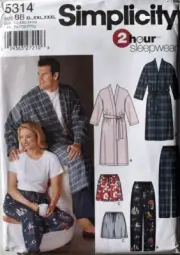 SIMPLICITY PATTERN 5314 PANTS SHORTS ROBE ADULT SIZES XL XXL XXXL UNCUT