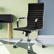 ALFORDSON High Back Esmae Black Office Desk Chair with SGS Listed Gas Lift, PU Leather Home Ergonomic Office Chair Height Adjustable, Computer Gaming Chair for Home Office, Max 150kg Loading