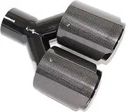 1 Piece Y Style Glossy Carbon Stainless Steel Exhaust Dual tips Universal Car Exhaust Tips(63MM IN 89MM OUT)