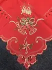 Great Quality 51" Square Red Christmas Holiday Polyester Embroidery Tablecloth