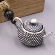 Pure S999 Fine Silver Men Women Handmade Retro Teapot Pendant 23-24g 33*21mm