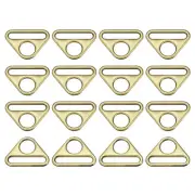 1.26" Adjuster Triangle with Bar Swivel Clip D Dee Ring Buckle, 16Pcs Bronze