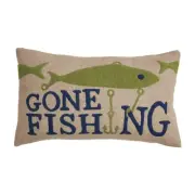 Mud Pie Felted Lake Pillow, 19" x 11", Fish