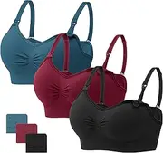 [Angelhood] Womens Seamless Sleep Nursing Bra,Breastfeeding Maternity Bra with Remove Bra Pads Extenders Pack of 3
