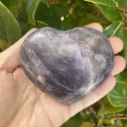 Lepidolite & Pink Tourmaline Polished Crystal Heart With Meaning Card (#9698)