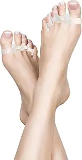 Toe Separator Set with Gel Silicone for Bunions, Yoga, Pedicures, and Pain Relief in Men and Women. Comfort and Corrective Support for Overlapping Toes, Perfect for Rehabilitation and Enhancing Foot Care (1 Pair ( White ))