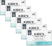 Kirk's Castile Bar Soap for Men, Women & Children - Made with Premium Coconut Oil, Sensitive Skin Formula- Vegan & Non GMO- Fragrance Free- 4 oz. Bars 6 Pack