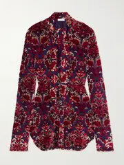 [RABANNE] RABANNE - Tie-detailed Devoré-velvet Blouse - Red - FR 34 FR 34 Red