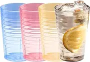 ZWWOGE Hot Drinks Drinking Glasses, Stackable, Coffee Glasses, Juice Glasses, Set of 4, Plastic Glasses, Water Glasses, Dishwasher Safe, Suitable for Cold and Hot Drinks, Long Drink Glasses (260 ml