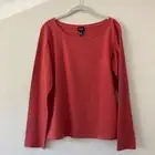 Eileen Fisher Organic Cotton Long Sleeve Top Peach Cozy Lounge Travel Large NWT
