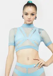 [Club Exx] Sky Heavy Bass Drop Fishnet Crop Top