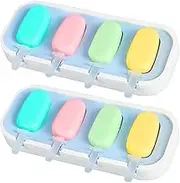 Silicone Ice Pop Molds - 4-Hole Silicone Popsicle Maker,2X Easy-Release Food Grade Ice Cream Molds for Pudding Juice, Fruit Home Use
