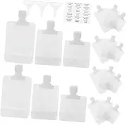 Vaguelly 1Set Refillable Travel Pouches Portable Fluid Bags for Lotion Shampoo Body Wash with Labels Funnels Leakproof Squeeze Pouches for Outdoor and Personal Use