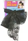 80's Lace Hair Scarf Black Retro Fancy Dress Party Halloween Costume Accessory