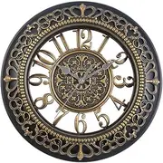 Bellglee Silent Wall Clock 12 inch Vintage - Non Ticking Battery Operated Classic Clock for Home Kitchen Office (Antique Brown)
