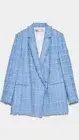 100% Authentic ZARA Sky Blue Tweed Blazer With Huge Crystal Buttons $149+Tax L