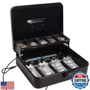 Parrency Cash Box with Combination Lock，Durable Metal Cash Box with Money Tra