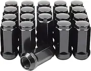 Wheel Accessories Parts Full Set Lug Nut Closed End Bulge Acorn 1.90" Long 19mm (3/4") Hex Hex 20 Lug 9/16-18 Black