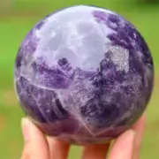 Natural Dream Amethyst Carved Ball Reiki Crystal Sphere Christmas gift XQ2896