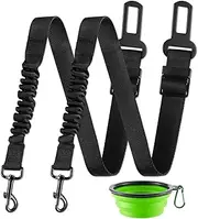 LivTee Dog Seat Belt for Car,2 Packs Set Retractable Dog Car Harness Adjustable and Comfortable Dog Car Seatbelt Leash,Elastic Nylon Pet Safety Seatbelts for Vehicles,Dog Accessories for Car(Black)