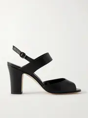 [Manolo Blahnik] Manolo Blahnik - Khiko 90 Leather Slingback Sandals - Black - IT40 IT 40 Black