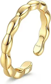[Fiasaso] 14K Gold Filled Toe Rings for Women Non Tarnish 14K Gold Filled Toe Ring Adjustable Band Opal Dainty Toe Ring Summer Beach Open Toe Rings Foot Jewelry