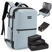 RDTGO Carry on Backpack, 40L Flight Approved Travel Backpack for Men Light Blue