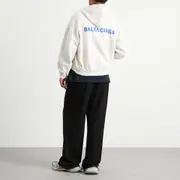 Balenciaga Logo Back Dry Molleton Zip-Up Hoodie