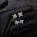 TRIPLE ROW SQUARE STUD EARRINGS 嘻哈耳環 滿鑽耳環 滿鑲耳環 鑽耳環 嘻哈 潮流 耳環