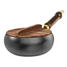 with Wooden Lid Frying Pan Hand Forging Chinese Wok Induction Cooker Gas
