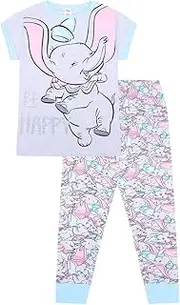 [Disney] Womens Dumbo Be Happy Ladies Long Cotton Pyjamas